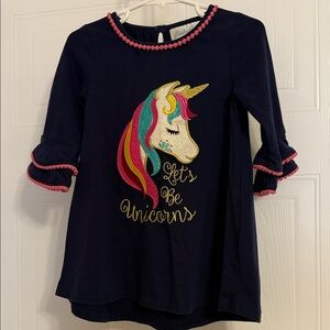 Emily Rose Dark Blue Unicorn Long Sleeve Shirt